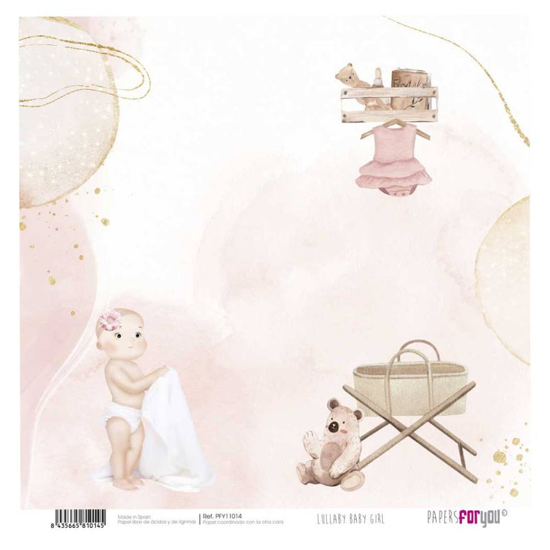 Set 12 Papeles Scrap 30x30cm Lullaby Baby Girl Papers For You (7)