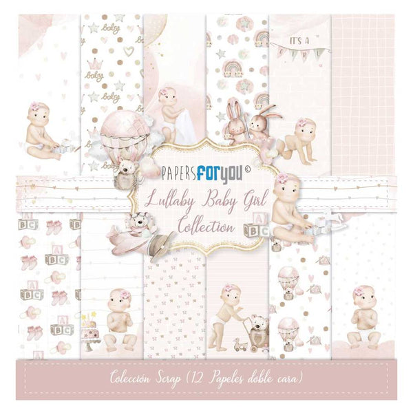 Set 12 Papeles Scrap 30x30cm Lullaby Baby Girl Papers For You