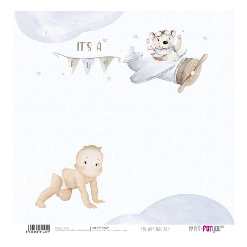 Set 12 Papeles Scrap 30x30cm Lullaby Baby Boy Papers For You (5)