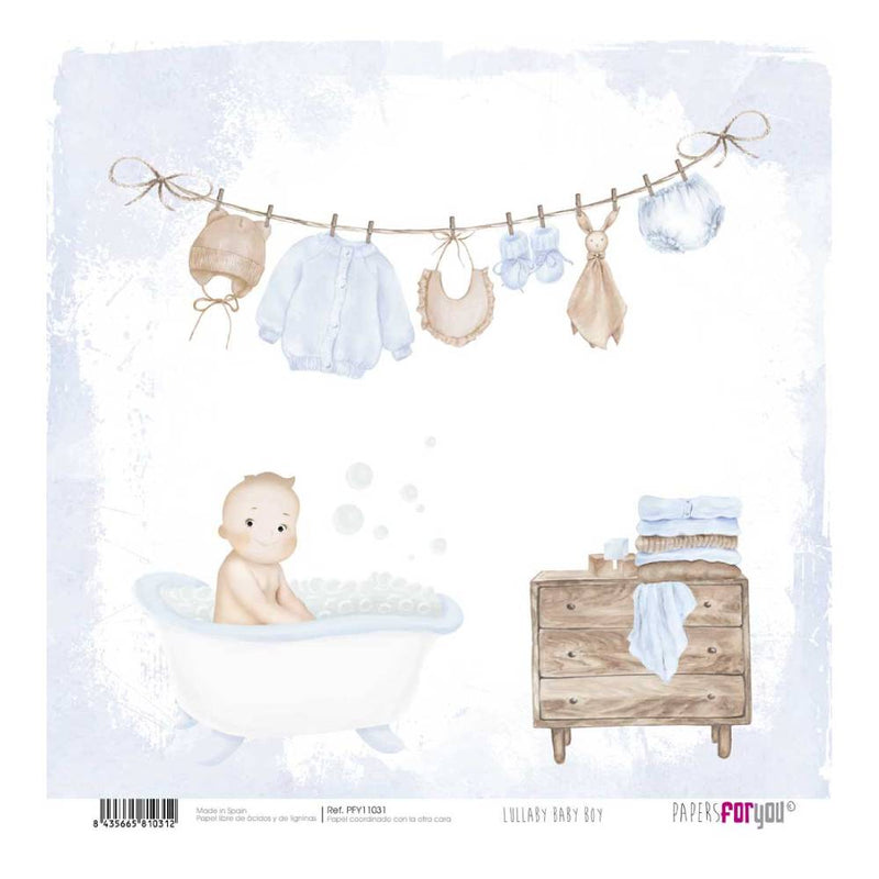 Set 12 Papeles Scrap 30x30cm Lullaby Baby Boy Papers For You (7)