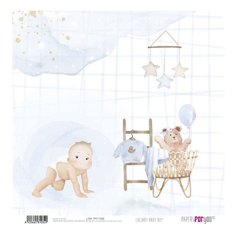 Set 12 Papeles Scrap 30x30cm Lullaby Baby Boy Papers For You (9)