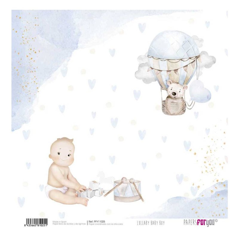 Set 12 Papeles Scrap 30x30cm Lullaby Baby Boy Papers For You (21)