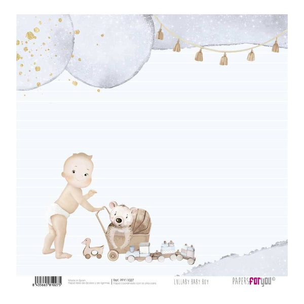 Set 12 Papeles Scrap 30x30cm Lullaby Baby Boy Papers For You (1)