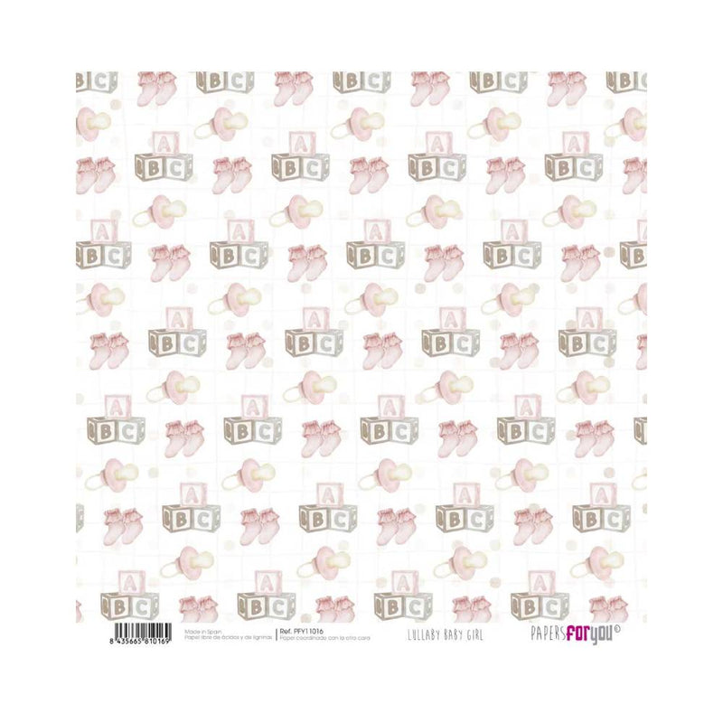 Set 24 Papeles Scrap 20x20cm Lullaby Baby Girl Papers For You (12)