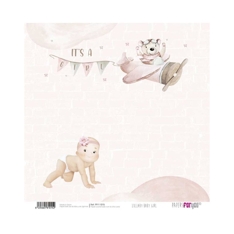 Set 24 Papeles Scrap 20x20cm Lullaby Baby Girl Papers For You (9)