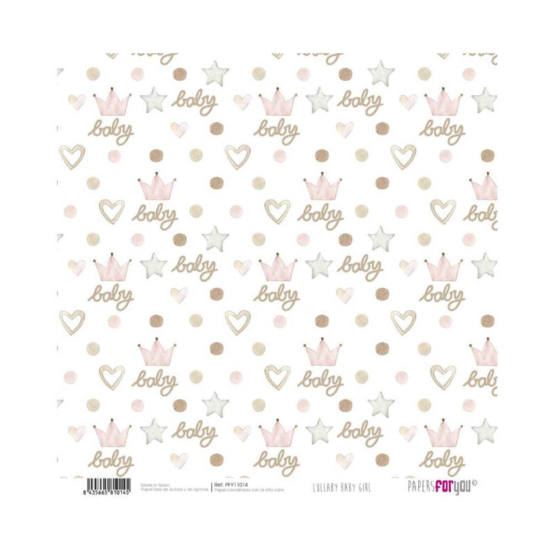 Set 24 Papeles Scrap 20x20cm Lullaby Baby Girl Papers For You (8)