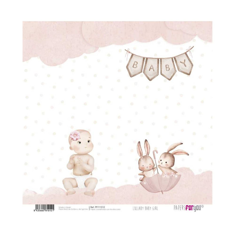 Set 24 Papeles Scrap 20x20cm Lullaby Baby Girl Papers For You (3)