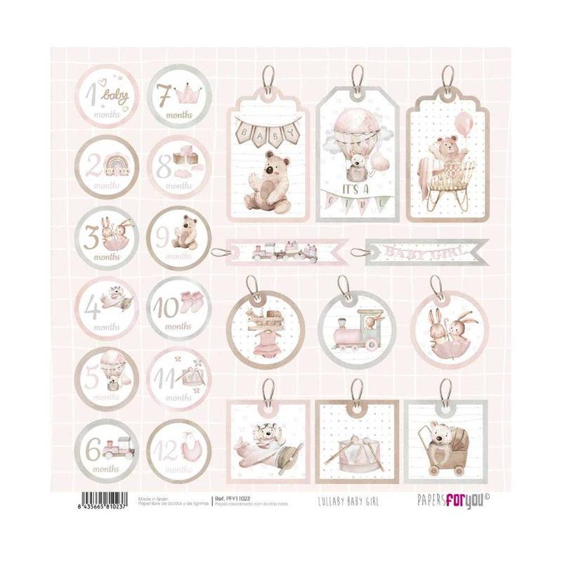 Set 24 Papeles Scrap 20x20cm Lullaby Baby Girl Papers For You (23)