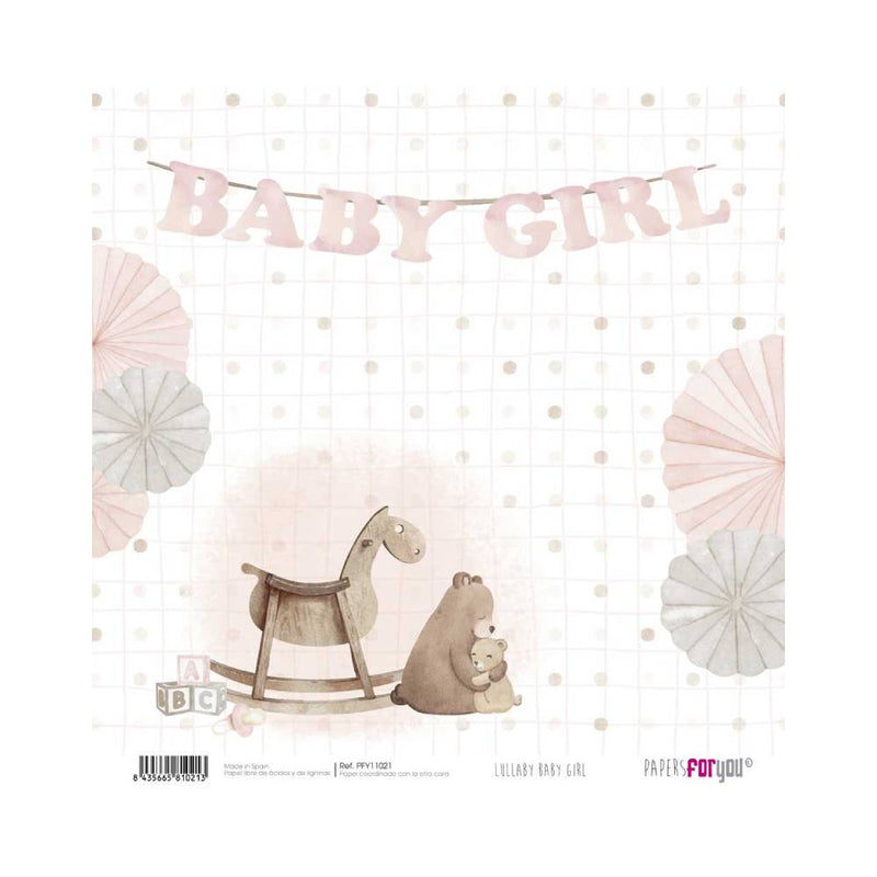 Set 24 Papeles Scrap 20x20cm Lullaby Baby Girl Papers For You (19)