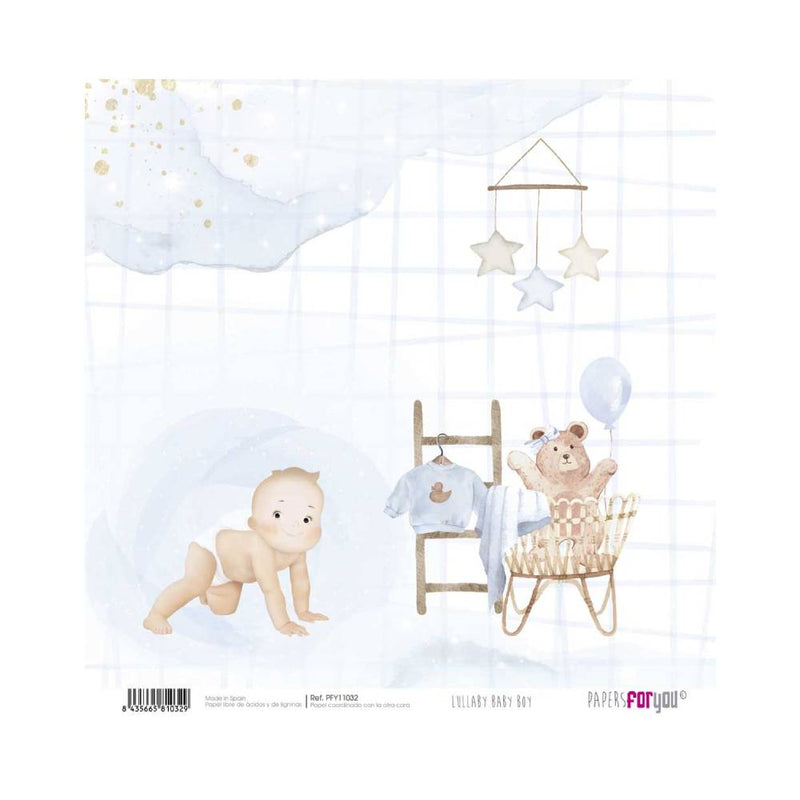 Set 24 Papeles Scrap 20x20cm Lullaby Baby Boy Papers For You (8)
