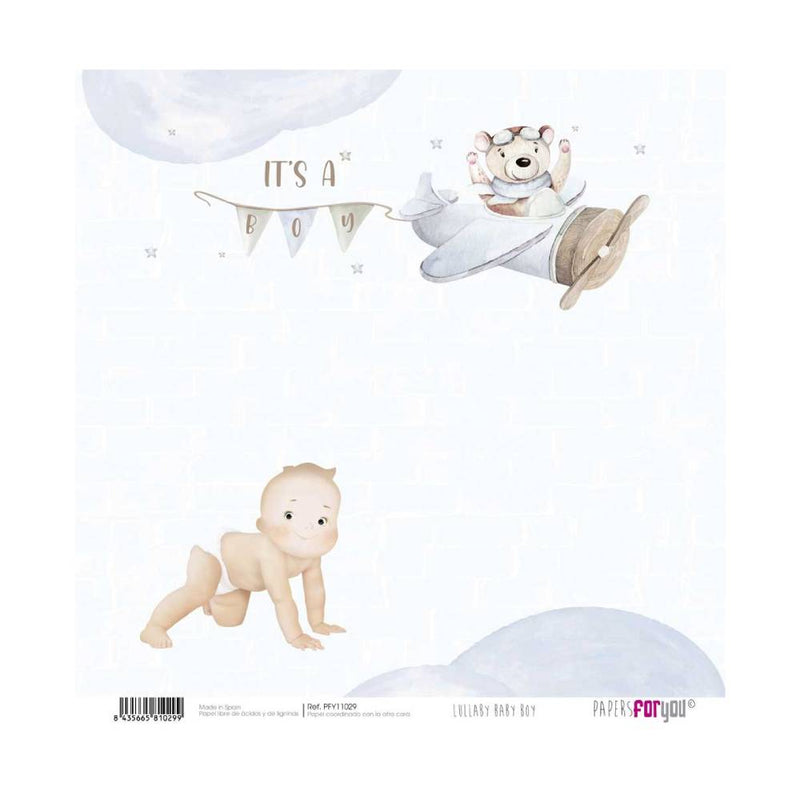 Set 24 Papeles Scrap 20x20cm Lullaby Baby Boy Papers For You (12)