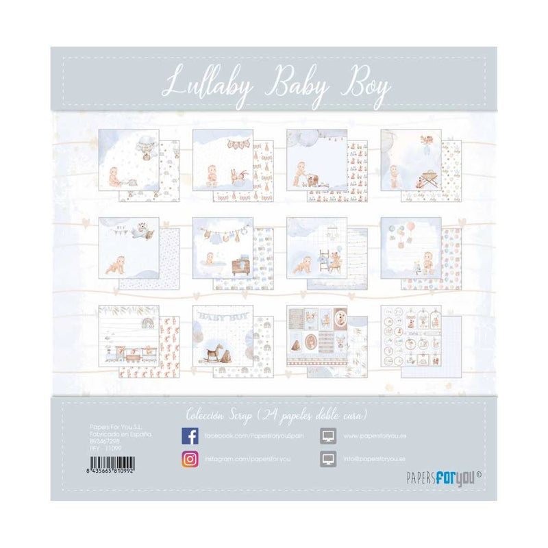 Set 24 Papeles Scrap 20x20cm Lullaby Baby Boy Papers For You (25)