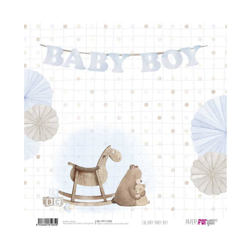 Set 24 Papeles Scrap 20x20cm Lullaby Baby Boy Papers For You (2)
