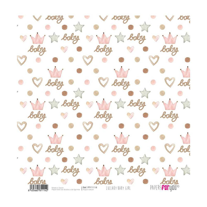 Set 6 Papeles Vellum 30x30cm Lullaby Baby Girl Papers For You (4)
