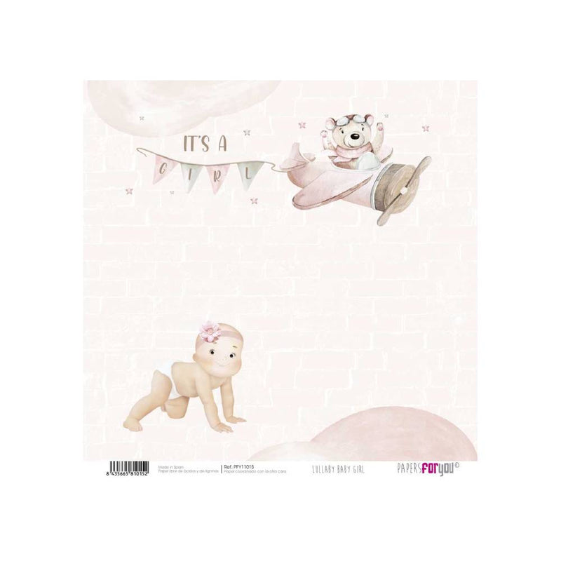 Set 24 Papeles Scrap 15x15cm Lullaby Baby Girl Papers For You (9)