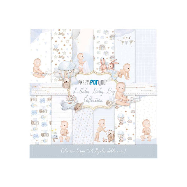 Set 24 Papeles Scrap 15x15cm Lullaby Baby Boy Papers For You
