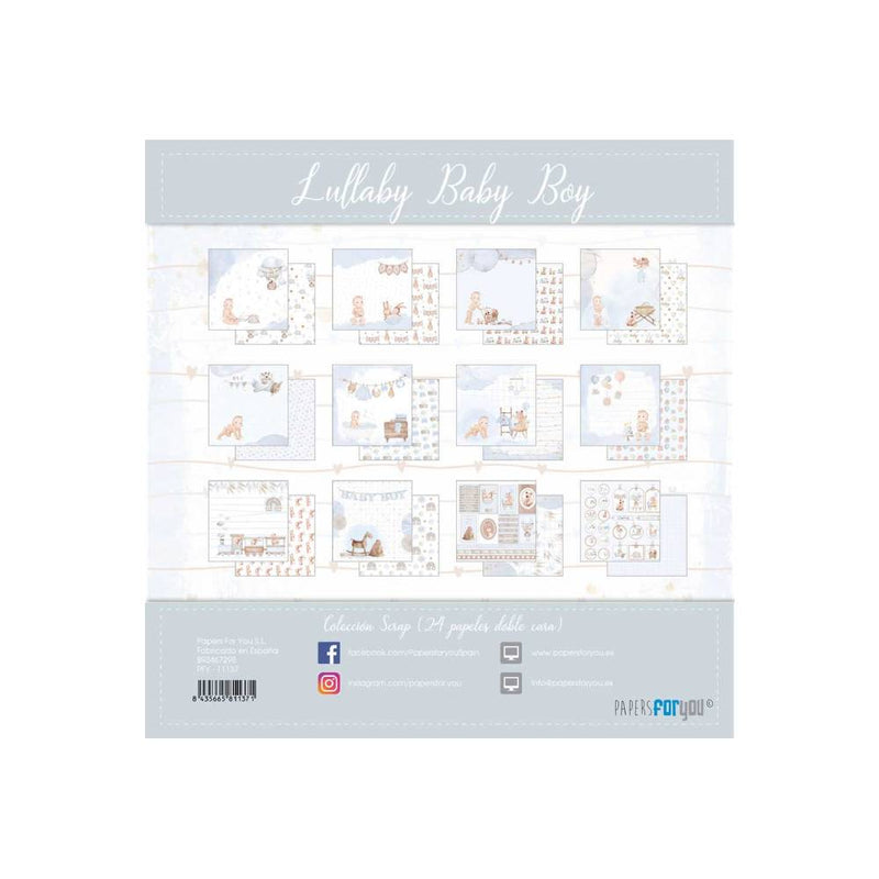 Set 24 Papeles Scrap 15x15cm Lullaby Baby Boy Papers For You (25)