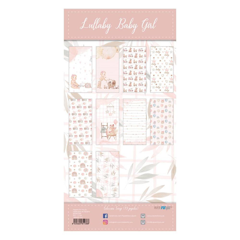 Set 10 Papeles Scrap 15x30cm Lullaby Baby Girl Papers For You (11)