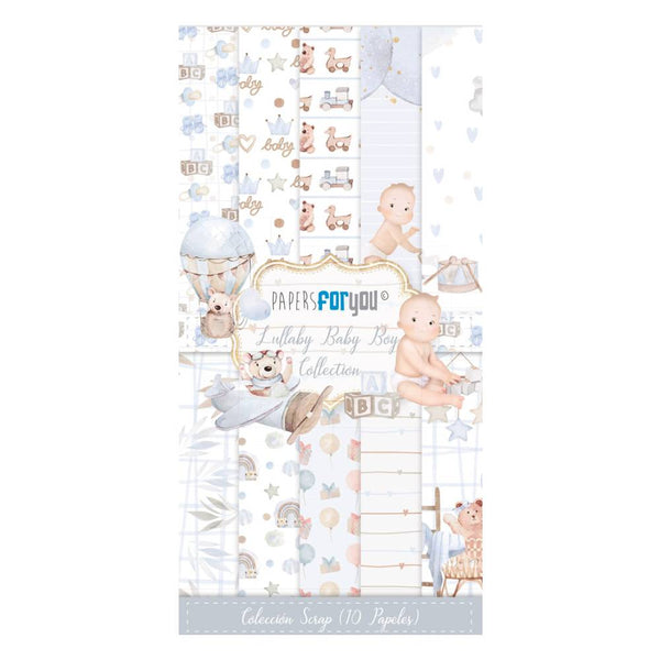 Set 10 Papeles Scrap 15x30cm Lullaby Baby Boy Papers For You