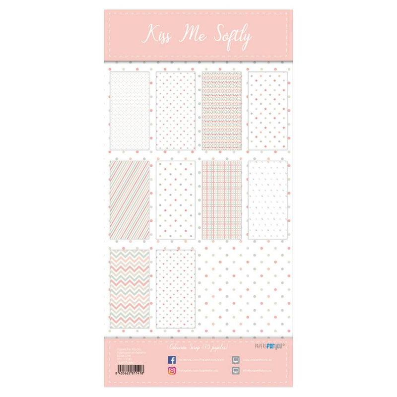 Set 10 Papeles Scrap 15x30cm Kiss Me Softly Papers For You (10)