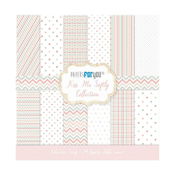 Set 12 Papeles Scrap 20x20cm Kiss Me Softly Papers For You
