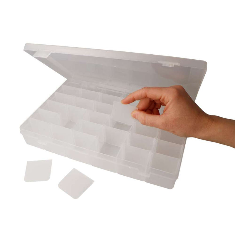 Caja de Plástico Rectangular con 6 Espacios Ampliable Transparente 27,5x18x4 (1)