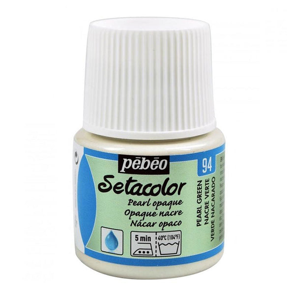 Pintura para Tela Setacolor Opaco Nacarado 45ml Pebeo & 94 Verde Nacarado