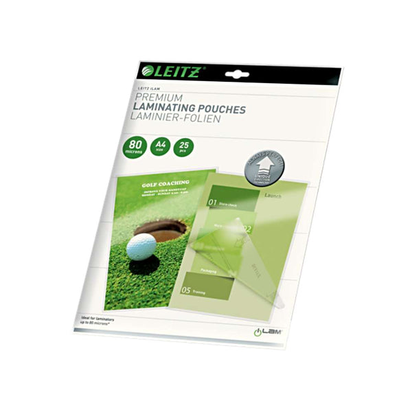 25 Hojas A4 80 Micras para Plastificadora Leitz