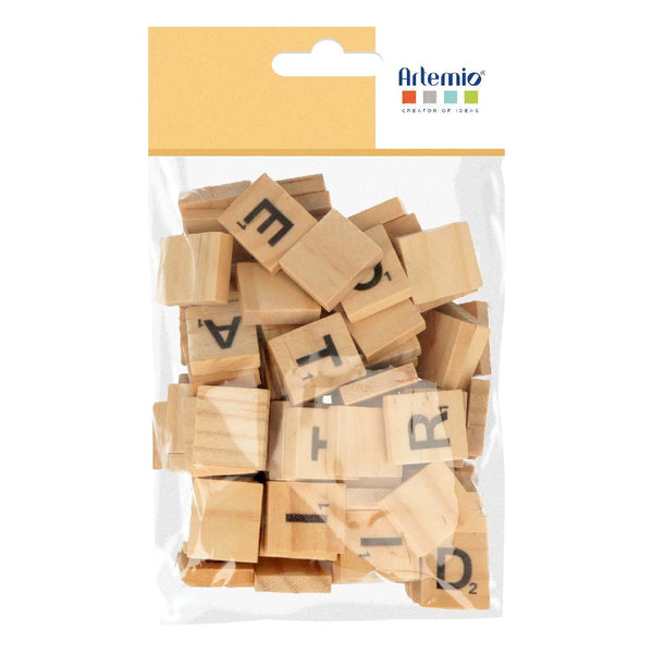 Set 100 Piezas Alfabeto Madera Scrabble 2x1,8 Cm X 4 Mm Artemio