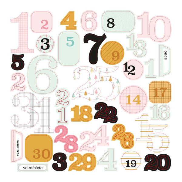 Pegatinas Chipboard Numeros Navidad Mujercitas The Mint Feather