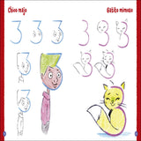 Libro de dibujo infantil, Dibujar caricaturas con números y letras, de la Editorial El Drac - milbby tienda de manualidades bellas artes y scrap - chico y gatito