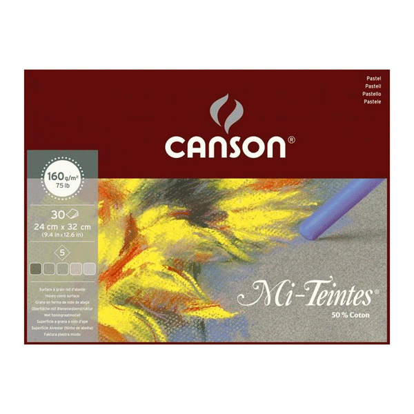 Bloc para Pastel Canson Mi-Teintes Grises 30h 160gr 24x32cm