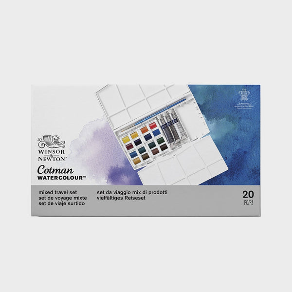 Caja Acuarela 16 Media Pastillas + 3 Tubos Cotman Winsor & Newton