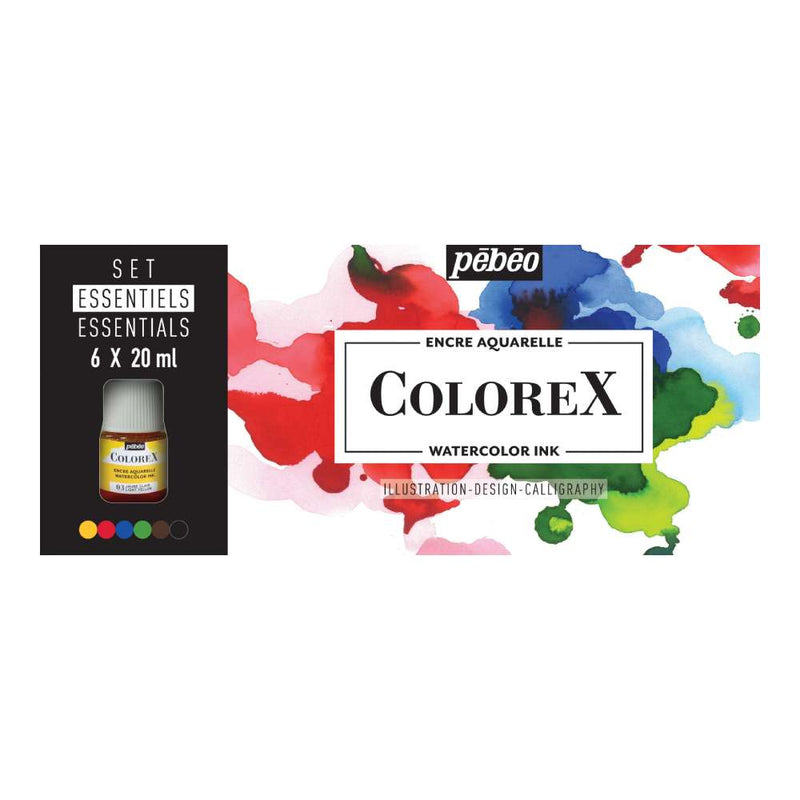 Set 6 Acuarelas Colorex 20ml Colores Esenciales Pebeo