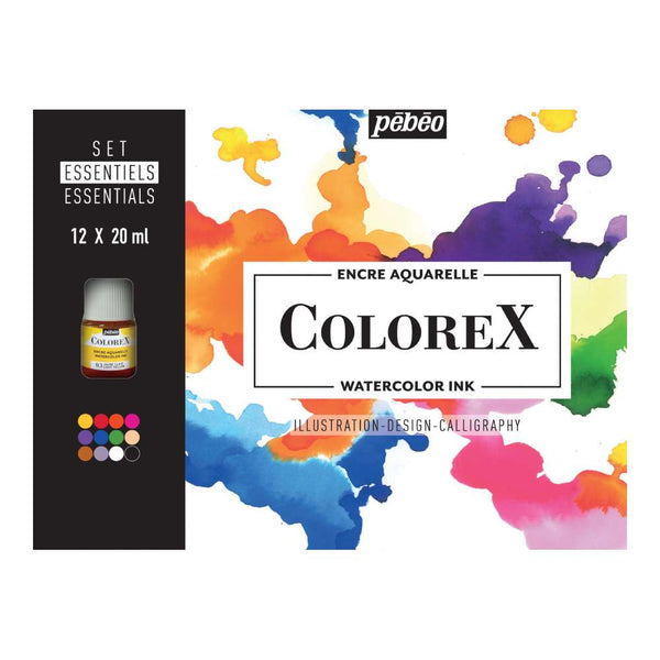 Set 12 Acuarelas Colorex 20ml Colores Esenciales Pebeo