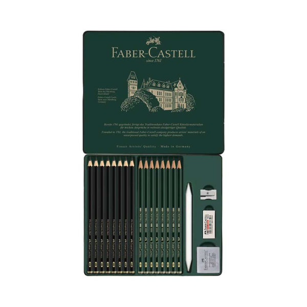 Caja Metal 16 Lápices Grafito 9000 Faber Castell