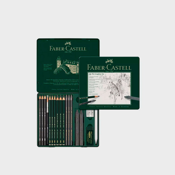Estuche de Metal con 19 piezas Pitt Grafito Faber Castell