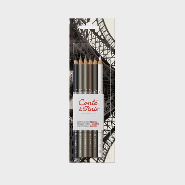 Lápices de Dibujo Grises x6 Esbozo Conté à Paris