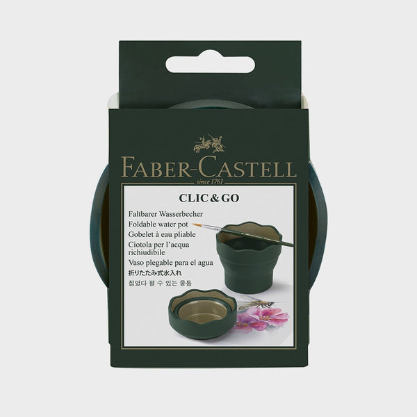 Vaso Plegable para Agua Clic&Go Verde Oscuro Faber Castell (1)
