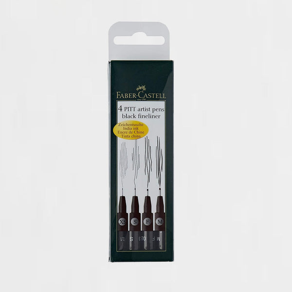 Estuche 4 Rotuladores Negro Pitt Artist Pen Faber Castell