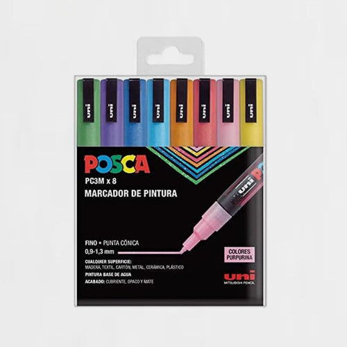 Estuche 8 Rotuladores Posca PC-3M Sparkling (1)