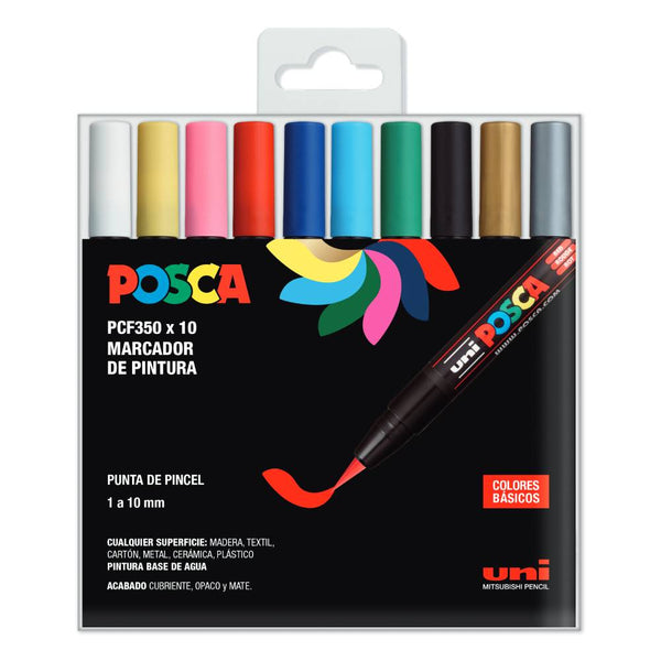 Estuche 10 Rotuladores PCF350 Punta Pincel Posca