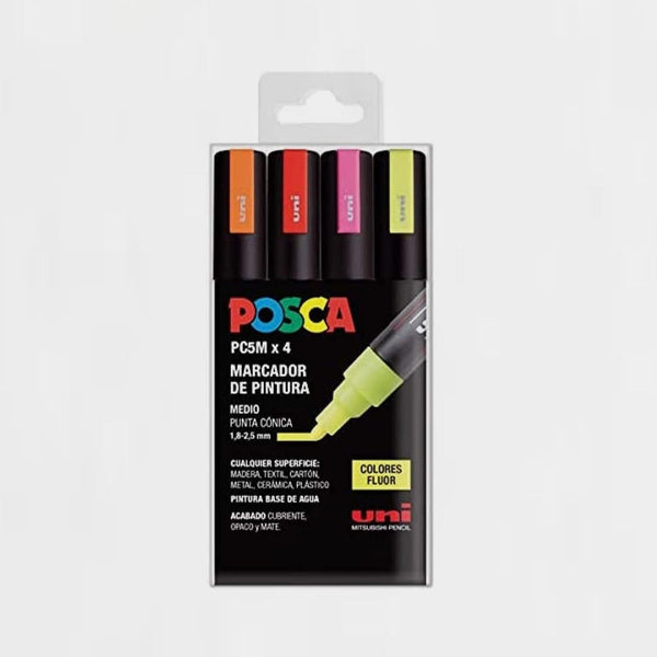 Estuche 4 Rotuladores Posca PC-5M Fluor