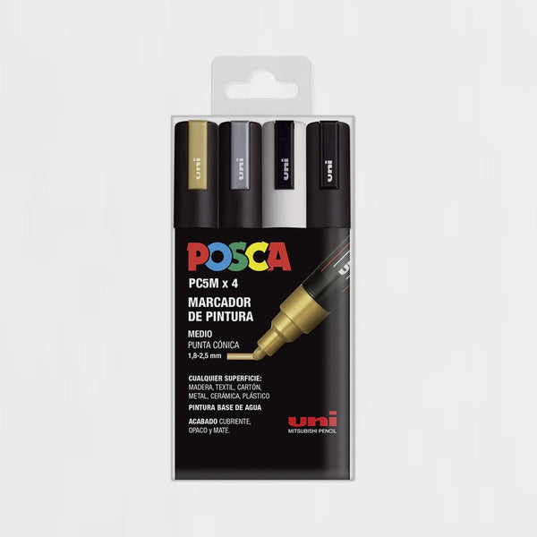 Estuche 4 Rotuladores Posca PC-5M OPBN