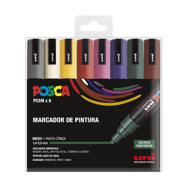 Estuche 8 Rotuladores PC 5M Oscuros Posca