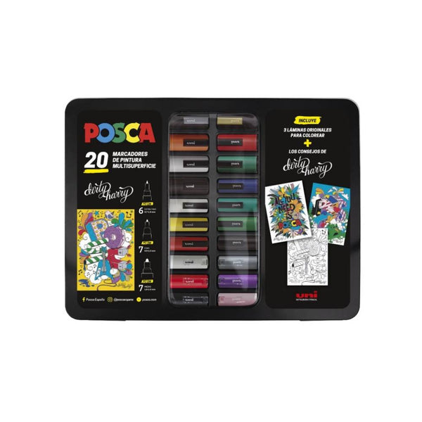 Caja Metálica 20 Rotuladores Posca