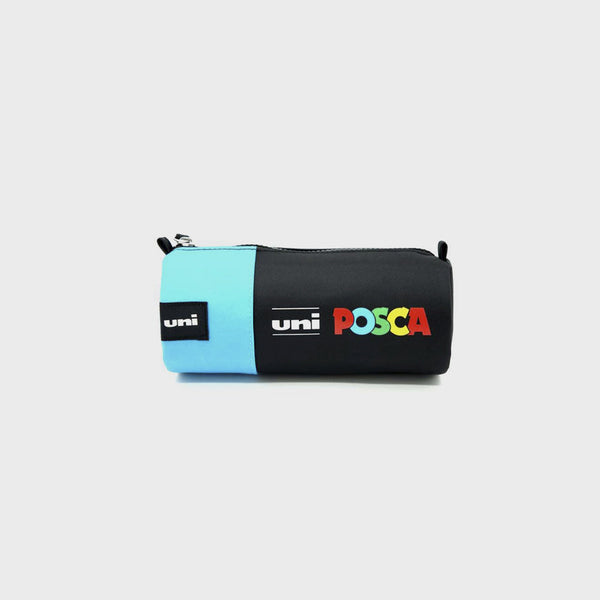 Estuche Cilíndrico Tela Azul Vacío Posca