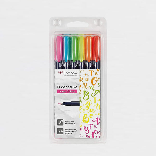 Set 6 Rotuladores Fudenosuke Neón Tombow