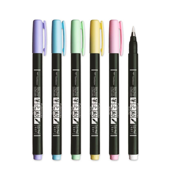 Set 6 Rotuladores Fudenosuke Pastel Tombow