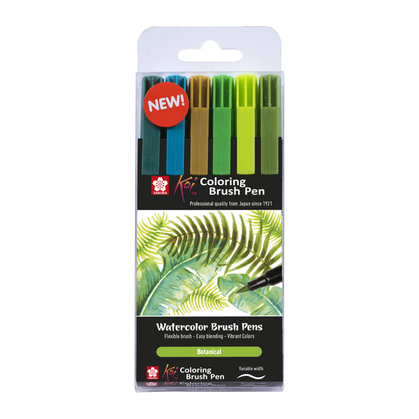 Set 6 Rotuladores Manga Coloring Brush Pen Botánico Sakura Koi
